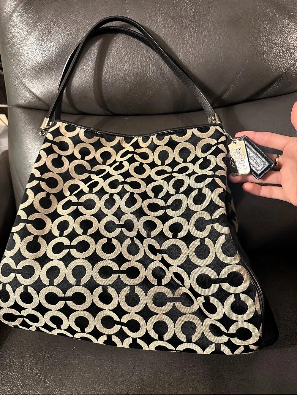 COACH Madison Op Art Sateen Phoebe Shoulder Bag